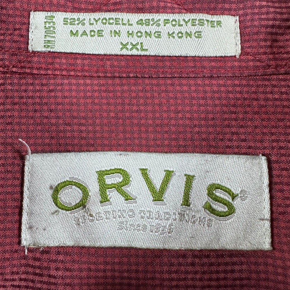 Orvis Button Down Shirt Mens XXL 2XL Red Micro Check Short Sleeve Casual Pocket - Picture 2 of 12